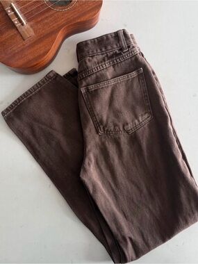 Brown Straight-Leg Jeans